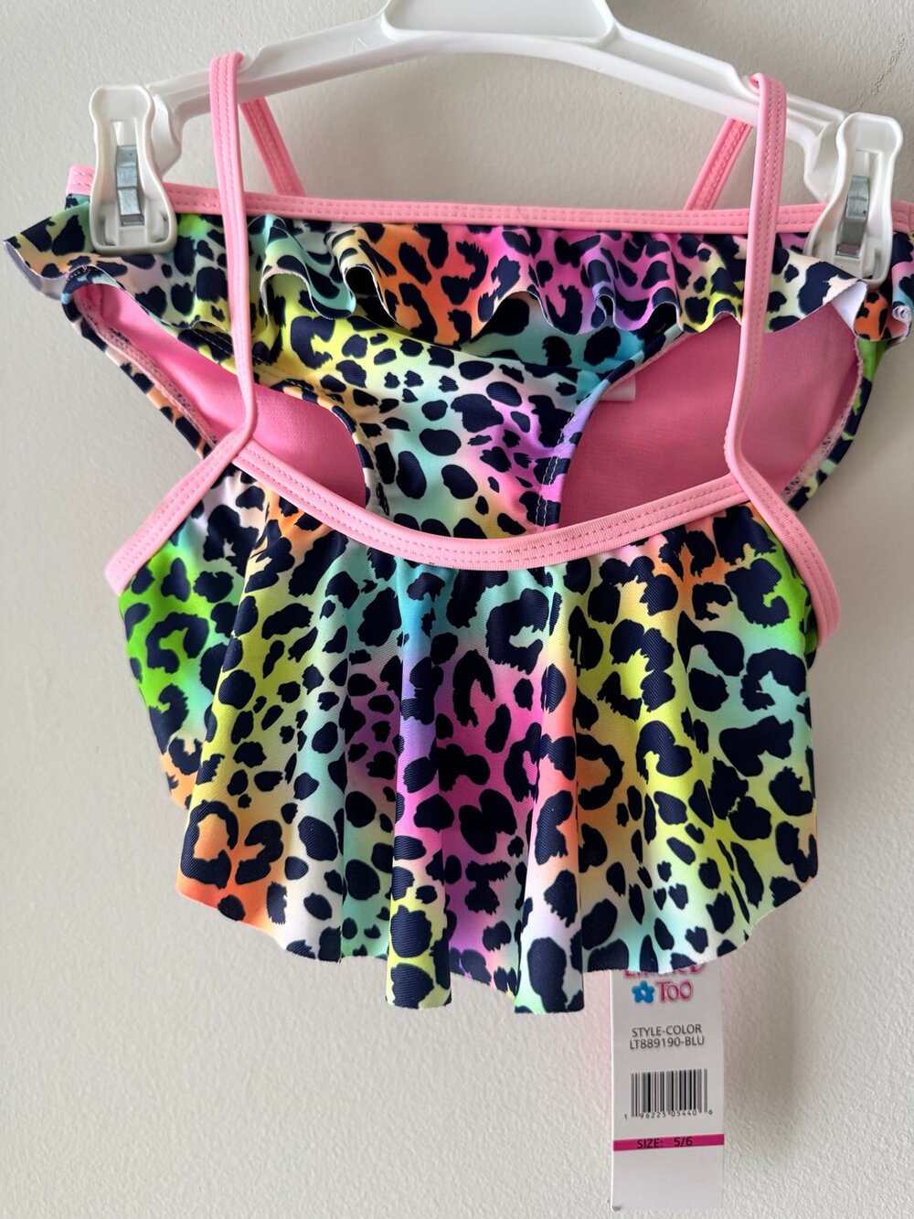 Limited Too girls’ rainbow leopard 2 piece bikini swimsuit